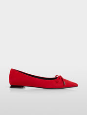 Suede Bow Ballet Flat Red