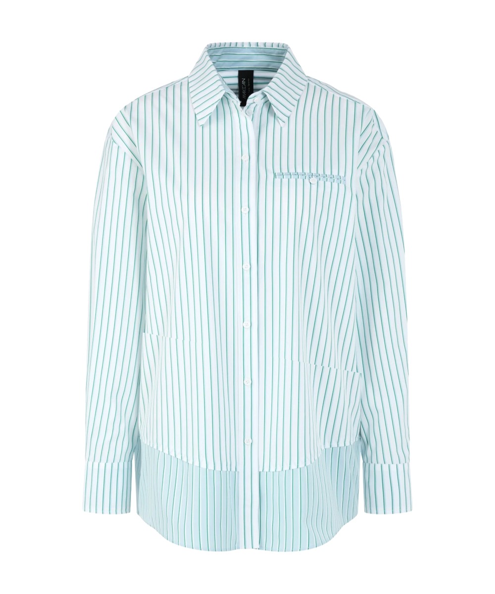 Bright Emerald Striped Cotton Shirt Blouse