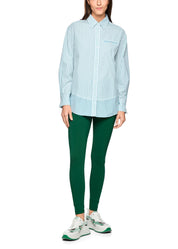 Bright Emerald Striped Cotton Shirt Blouse