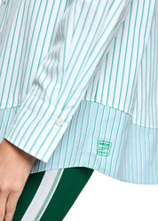 Bright Emerald Striped Cotton Shirt Blouse