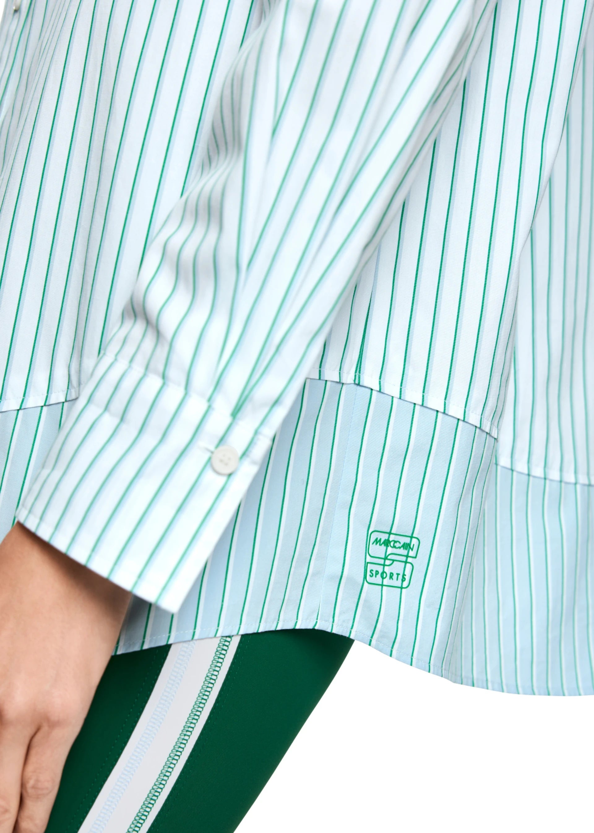 Bright Emerald Striped Cotton Shirt Blouse