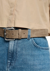 Light Stone Nubuck Leather Belt