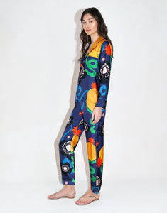 Eden Trouser Silk Twill Navy Print