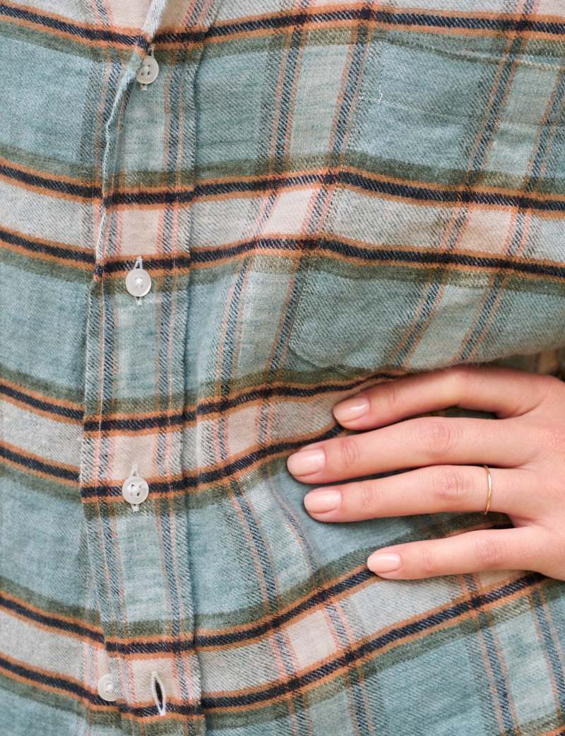 Barry Tailored Button Up Shirt Green, Sand, Black Plaid