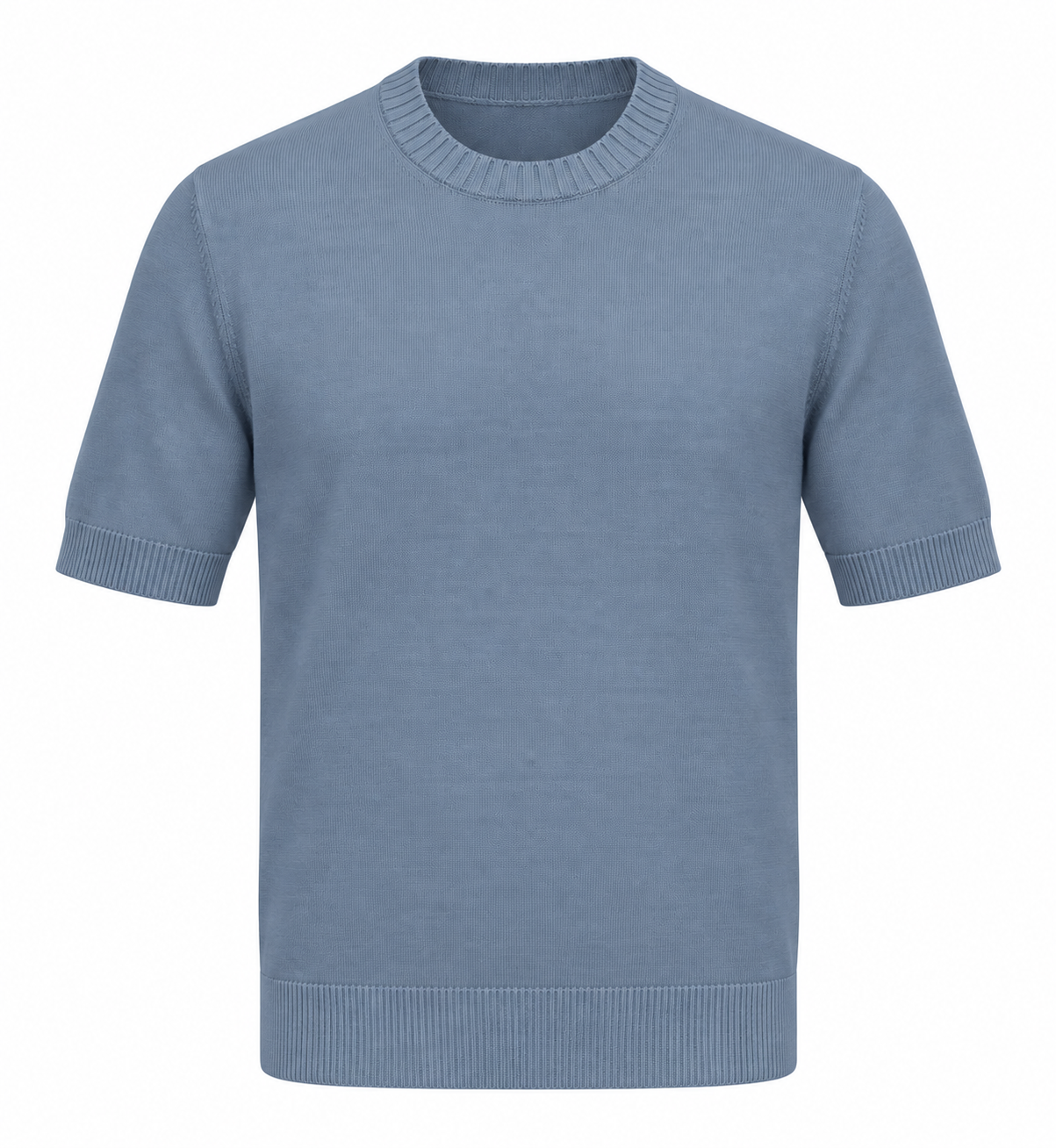 Short-Sleeve Knitted Sweater Blue-Grey