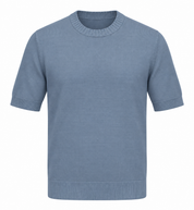 Short-Sleeve Knitted Sweater Blue-Grey