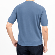 Short-Sleeve Knitted Sweater Blue-Grey