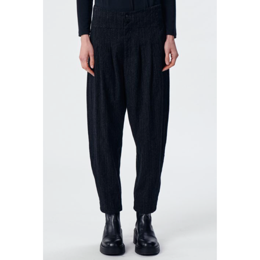 Cotton Stripe Black Pant