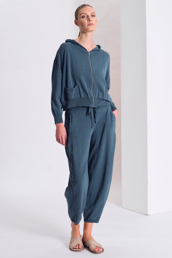 Cotton knit comfort-fit Trousers Blue Slate