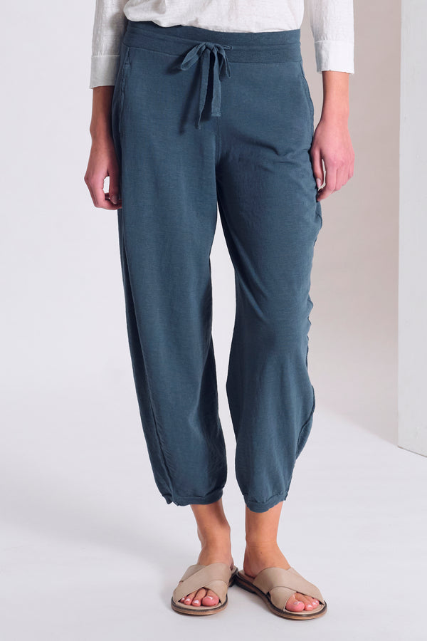 Cotton knit comfort-fit Trousers Blue Slate