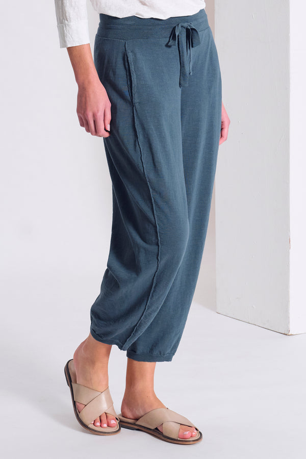 Cotton knit comfort-fit Trousers Blue Slate