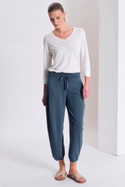 Cotton knit comfort-fit Trousers Blue Slate