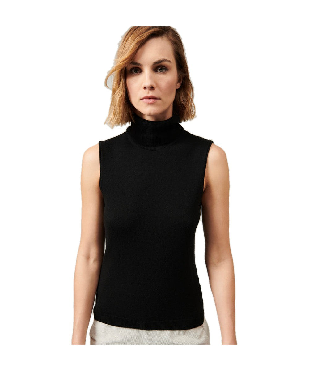 Transit Par-Such Sleeveless Turtleneck Knit Black