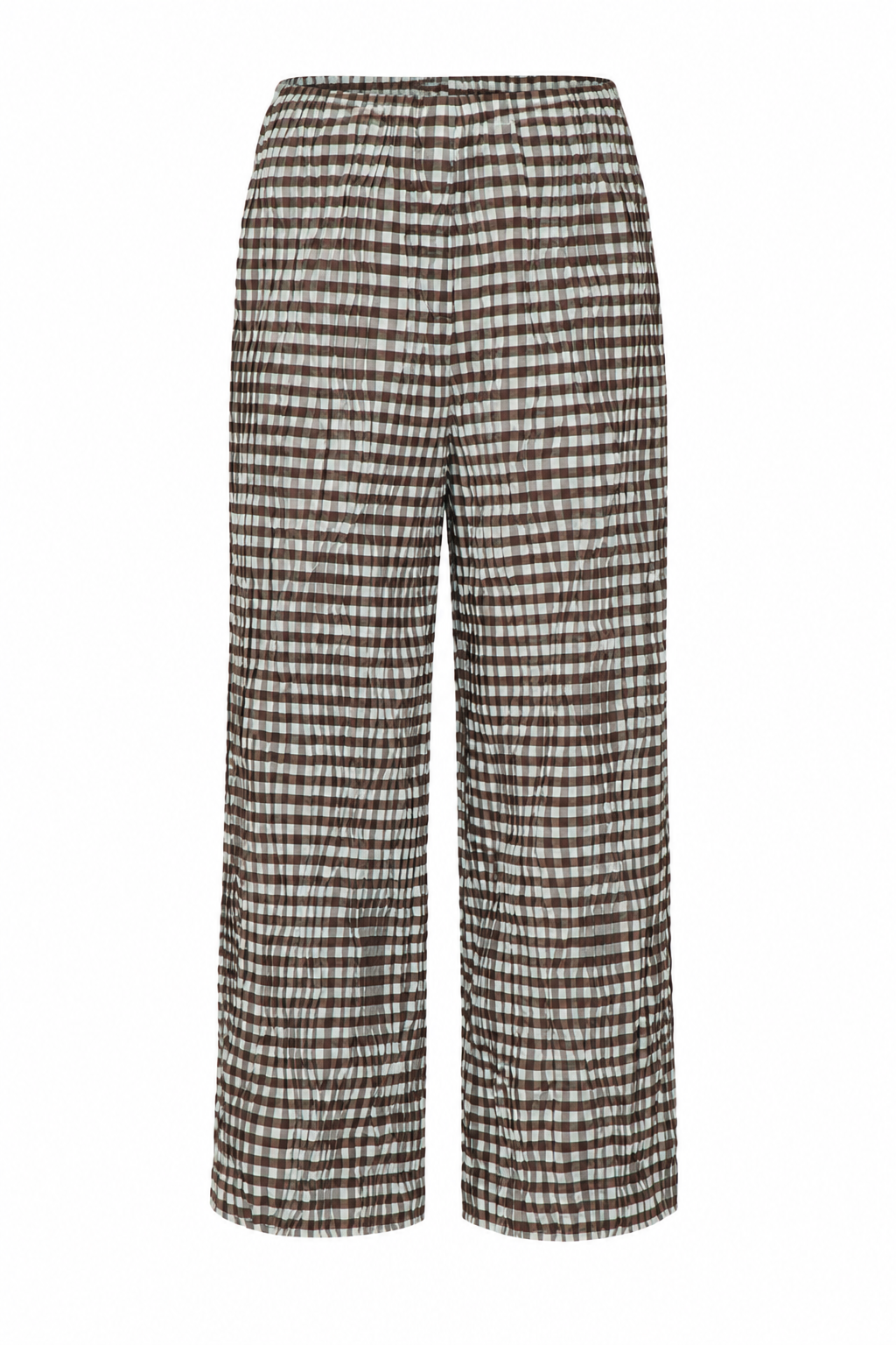 Navy Sculptural Culotte in Textured Check Fabric Brown