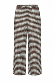 Navy Sculptural Culotte in Textured Check Fabric Brown