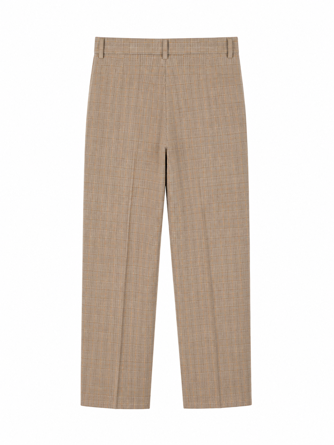 Guelfi Pleated Cropped Plaid Pants in Camel