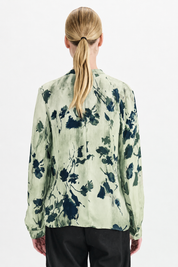 Mandarin Collar Print Blouse