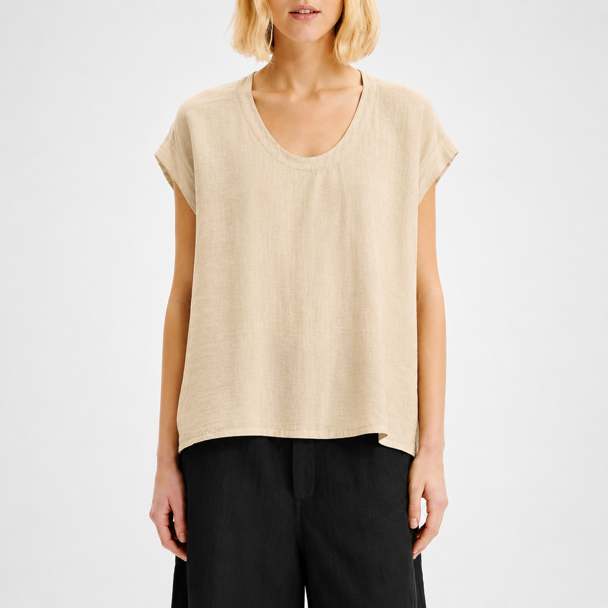 Linen Cap Sleeve Top