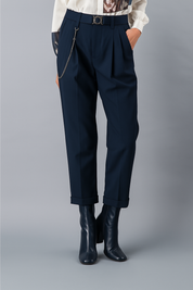 Courage  Navy cropped and pleated pants