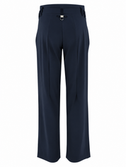 Eye Navy straight-Leg Pants with Double Waistband