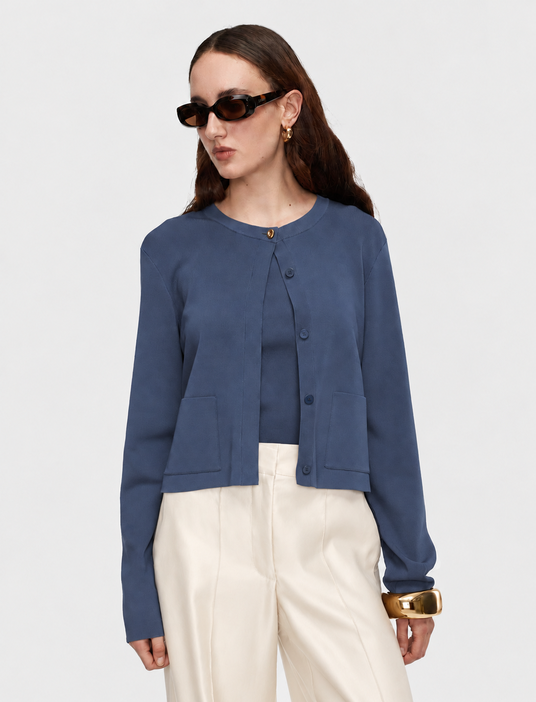 Artemis Light Viscose Knit Cardigan Blue