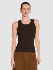 Rana Sleeveless Silk Blend Knit Brown