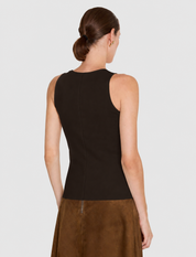 Rana Sleeveless Silk Blend Knit Brown