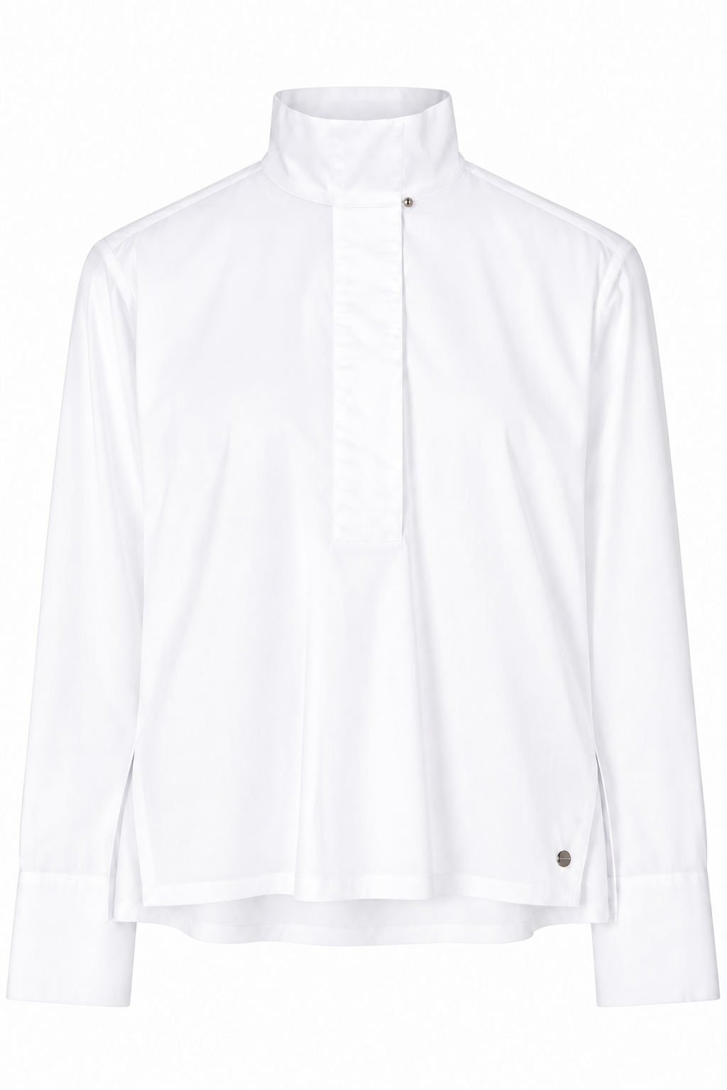 White Blouse with High Stand Collar