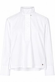White Blouse with High Stand Collar