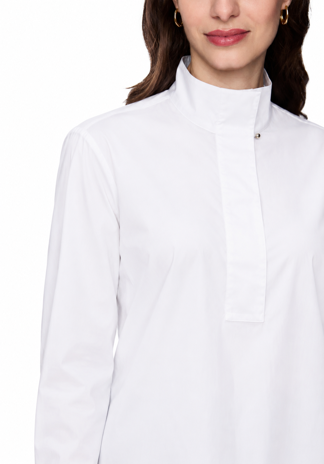 White Blouse with High Stand Collar
