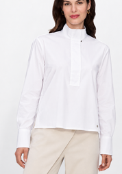 White Blouse with High Stand Collar