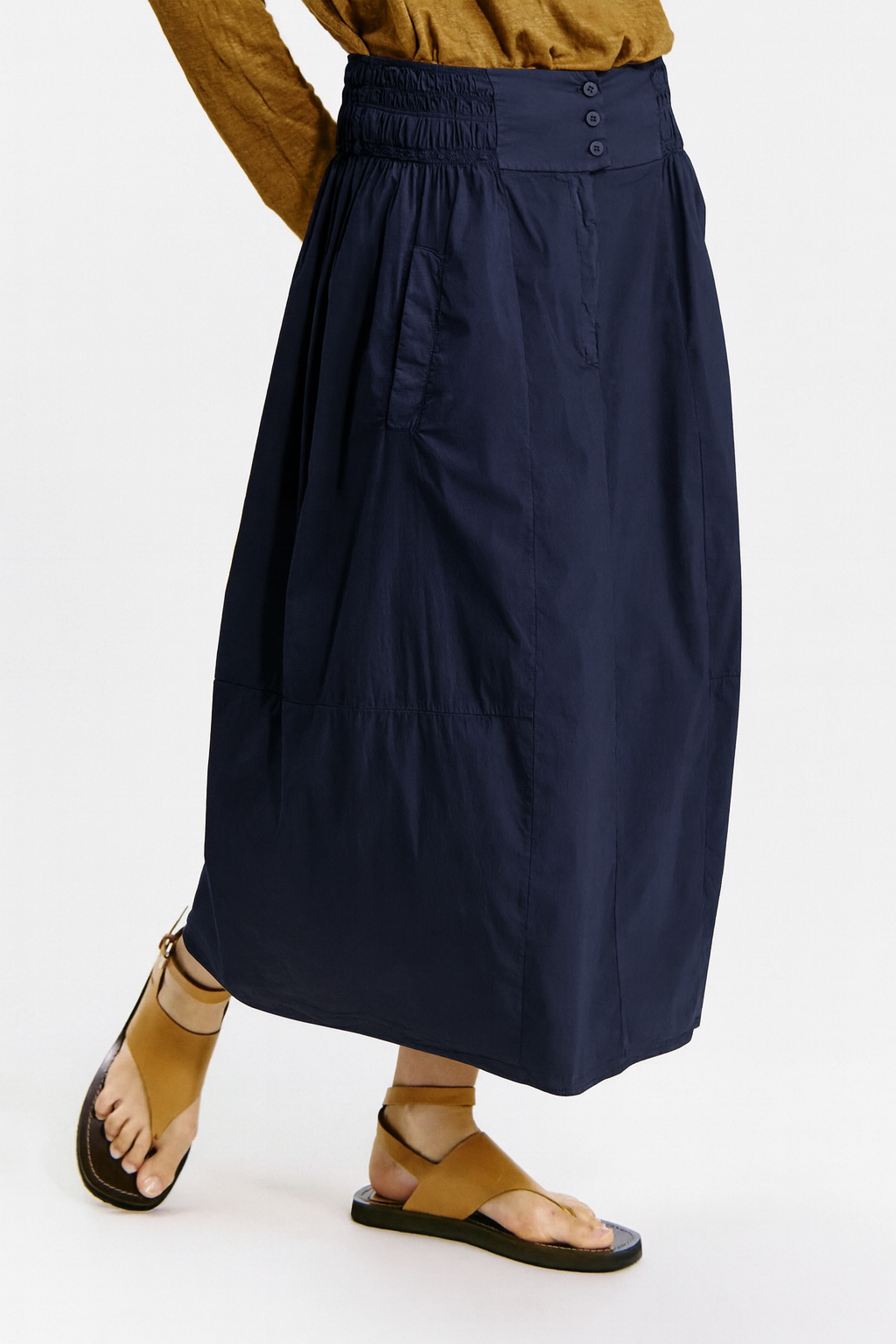 Stretch poplin skirt blue