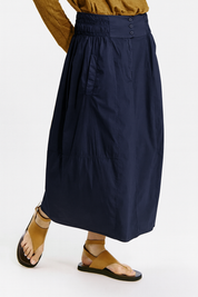Stretch poplin skirt blue