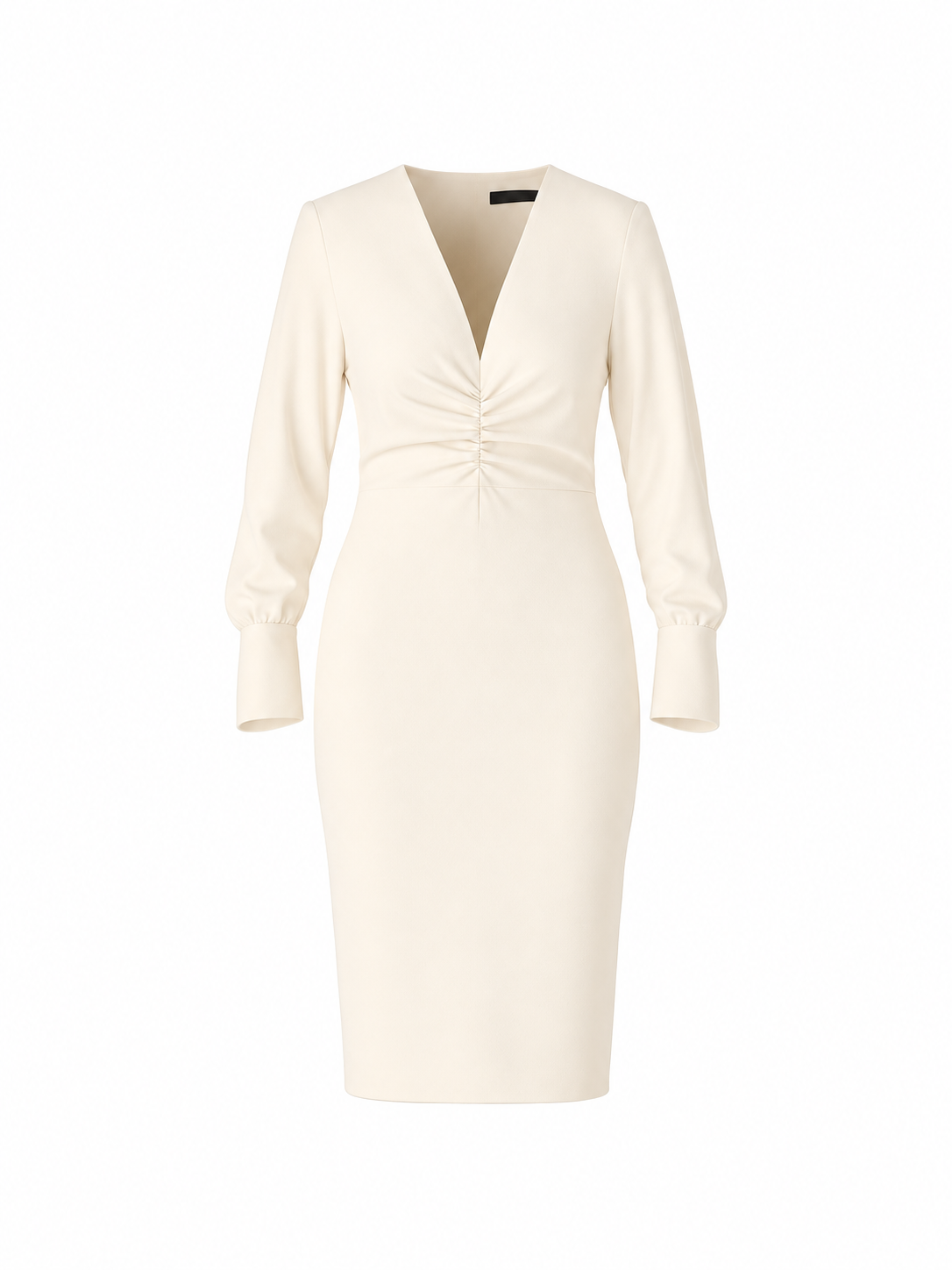 Deep V-Neck Dress Cream