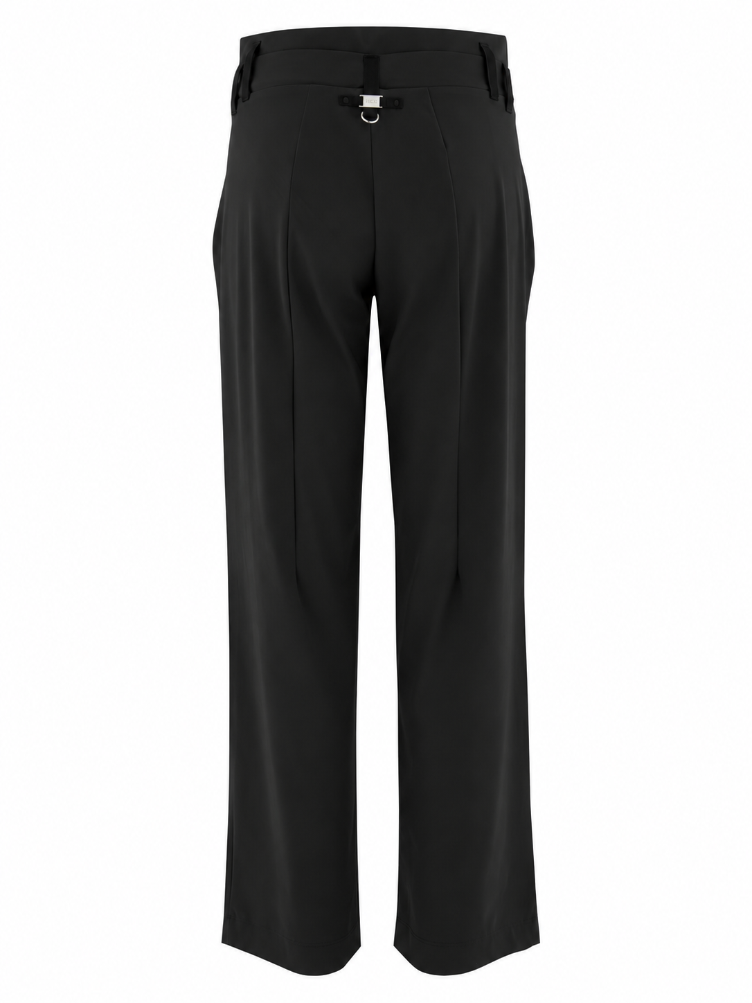 Eye Black Straight-Leg Pants with Double Waistband