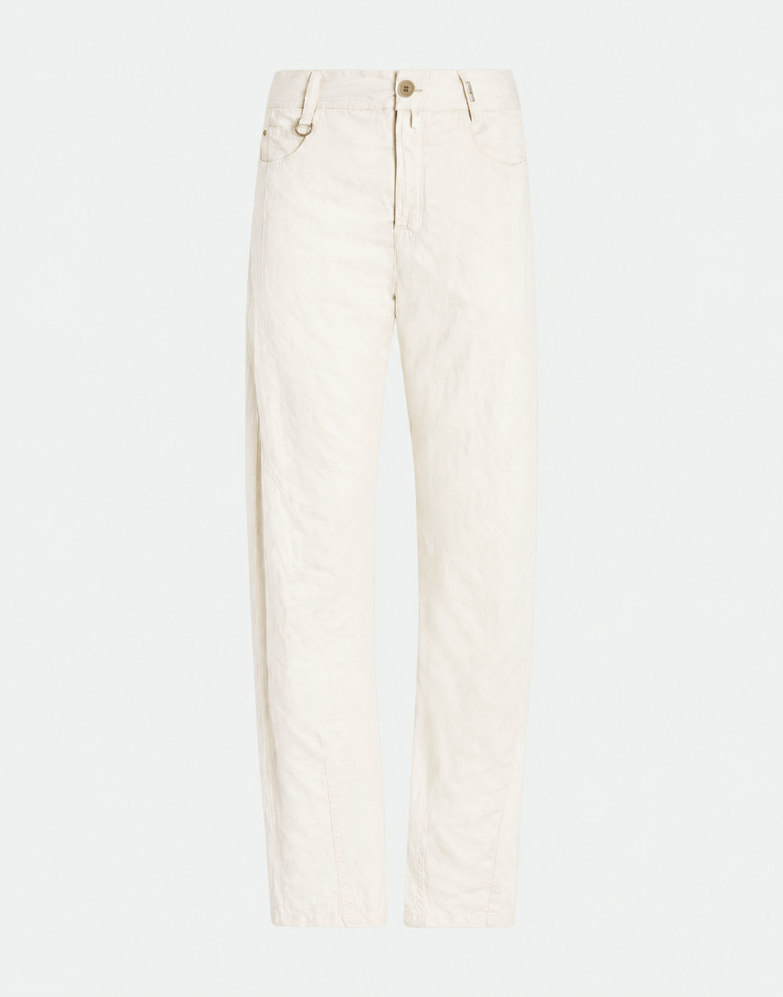 Trice Straight-Leg Pants in White Cotton and Linen