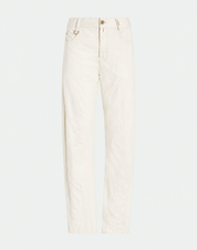 Trice Straight-Leg Pants in White Cotton and Linen