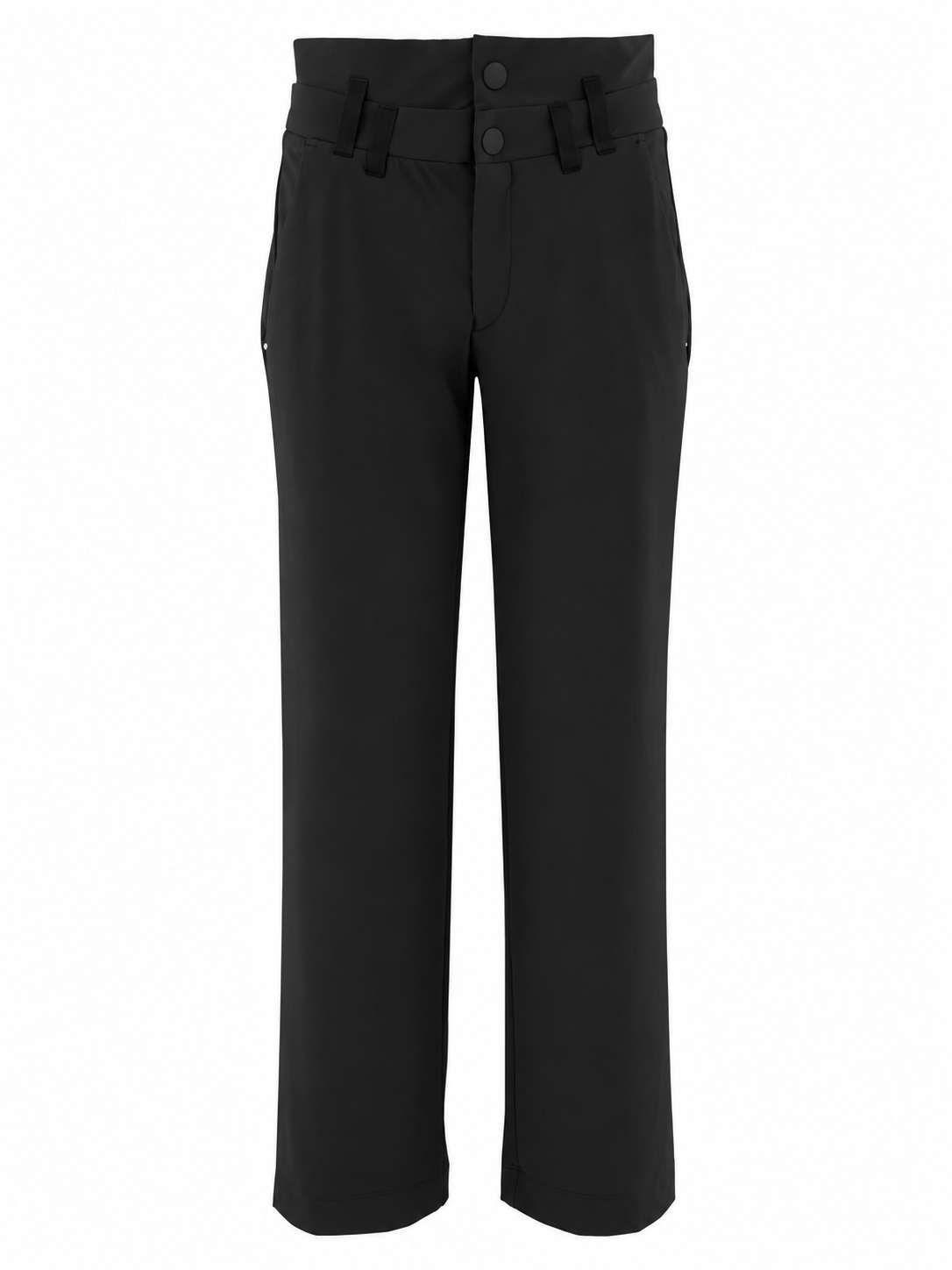 Eye Black Straight-Leg Pants with Double Waistband