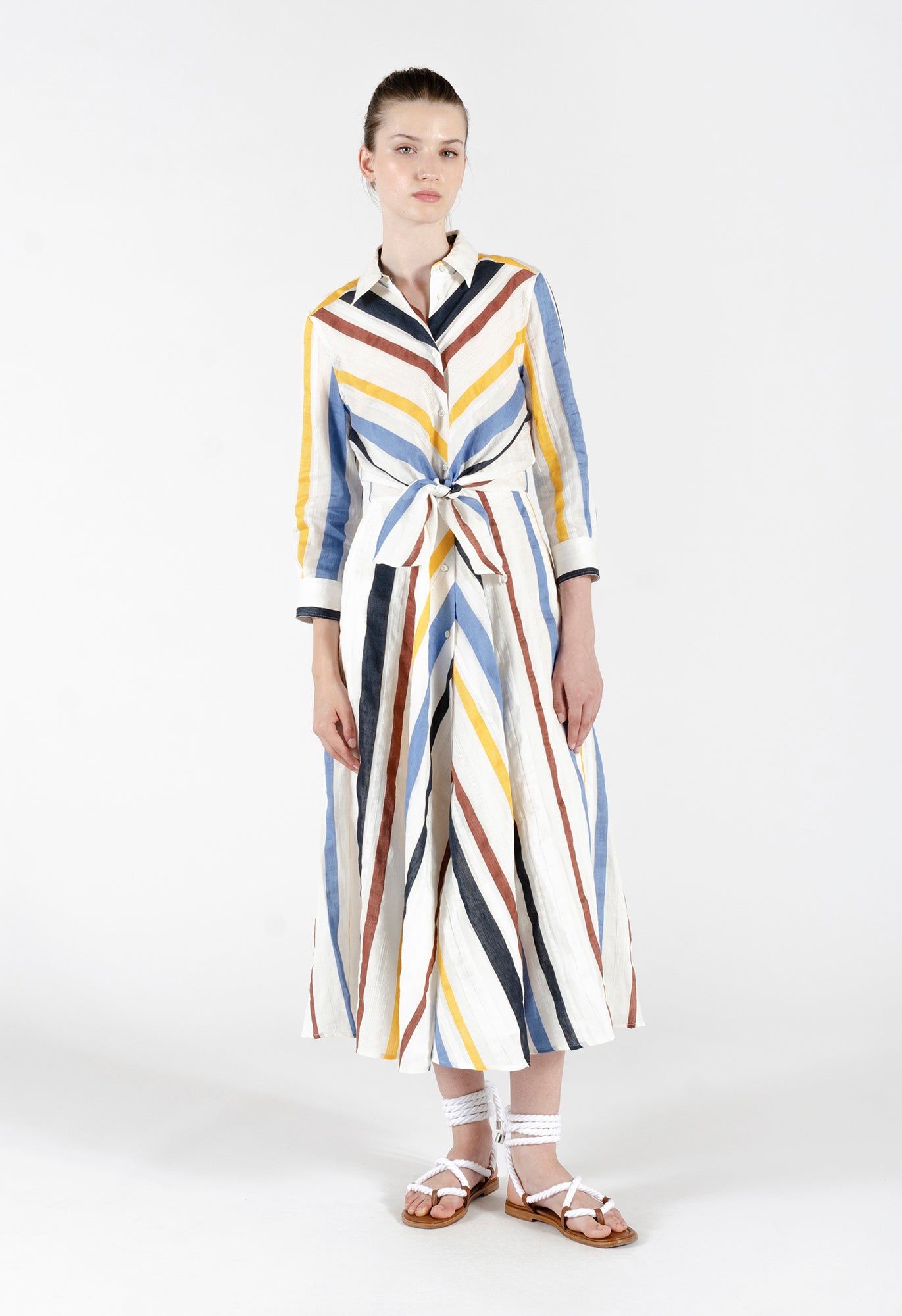 Dralla85 Tie Front Stripe Shirt Dress