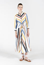 Dralla85 Tie Front Stripe Shirt Dress