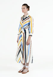 Dralla85 Tie Front Stripe Shirt Dress