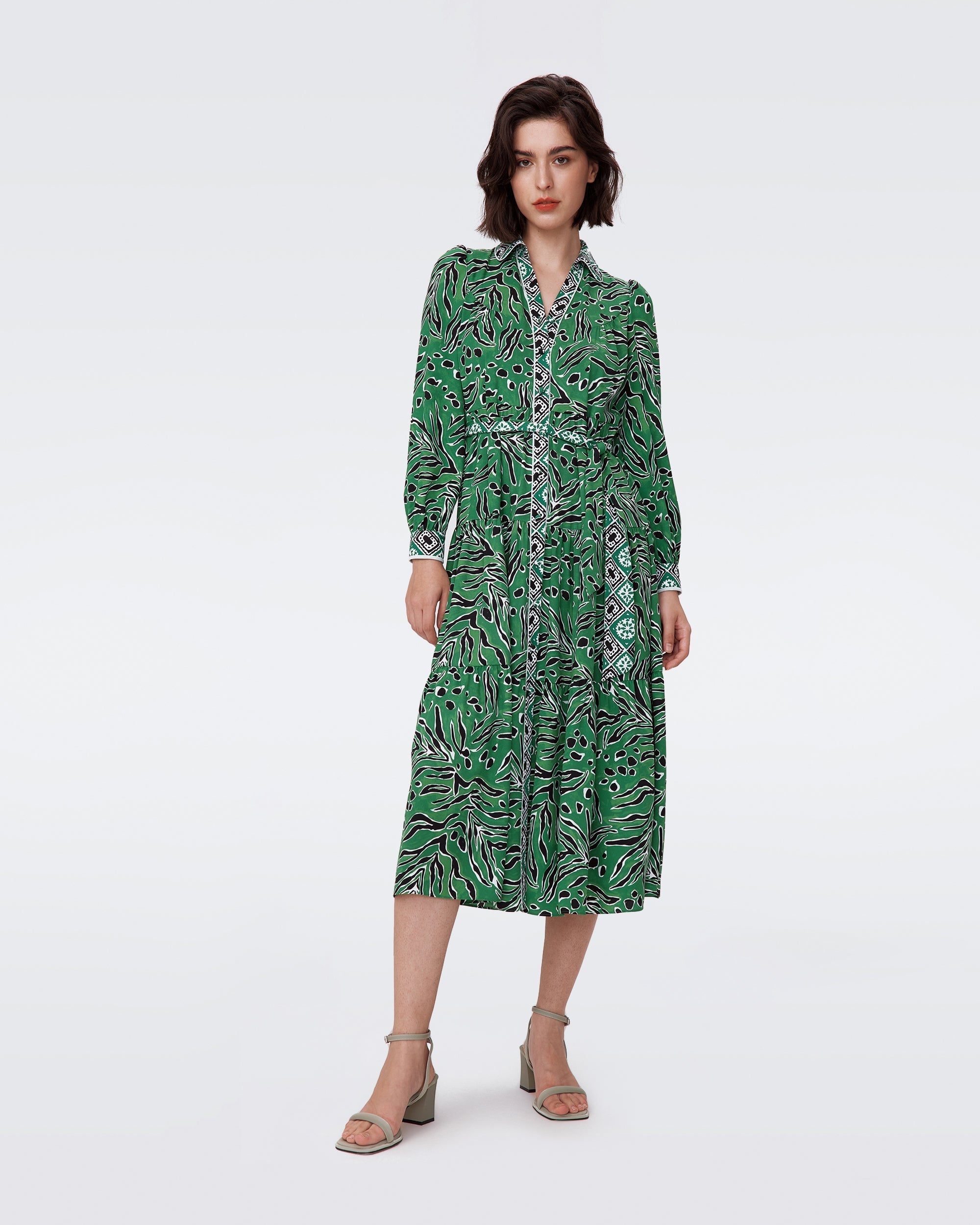 Alea Dress in Green Print