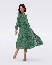 Alea Dress in Green Print