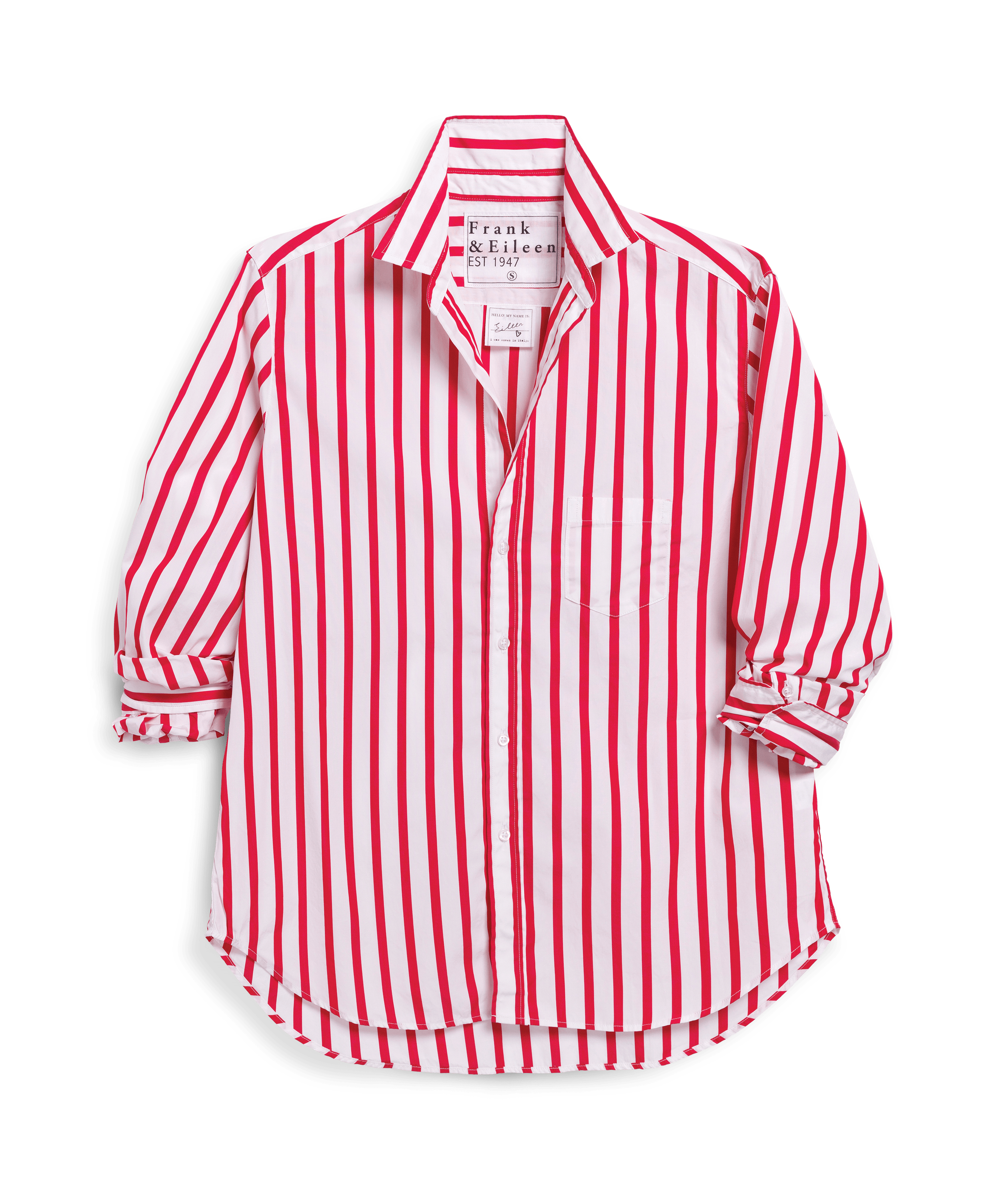 Frank & Eileen Eileen Relaxed Button-Up Shirt White and Red Stripe