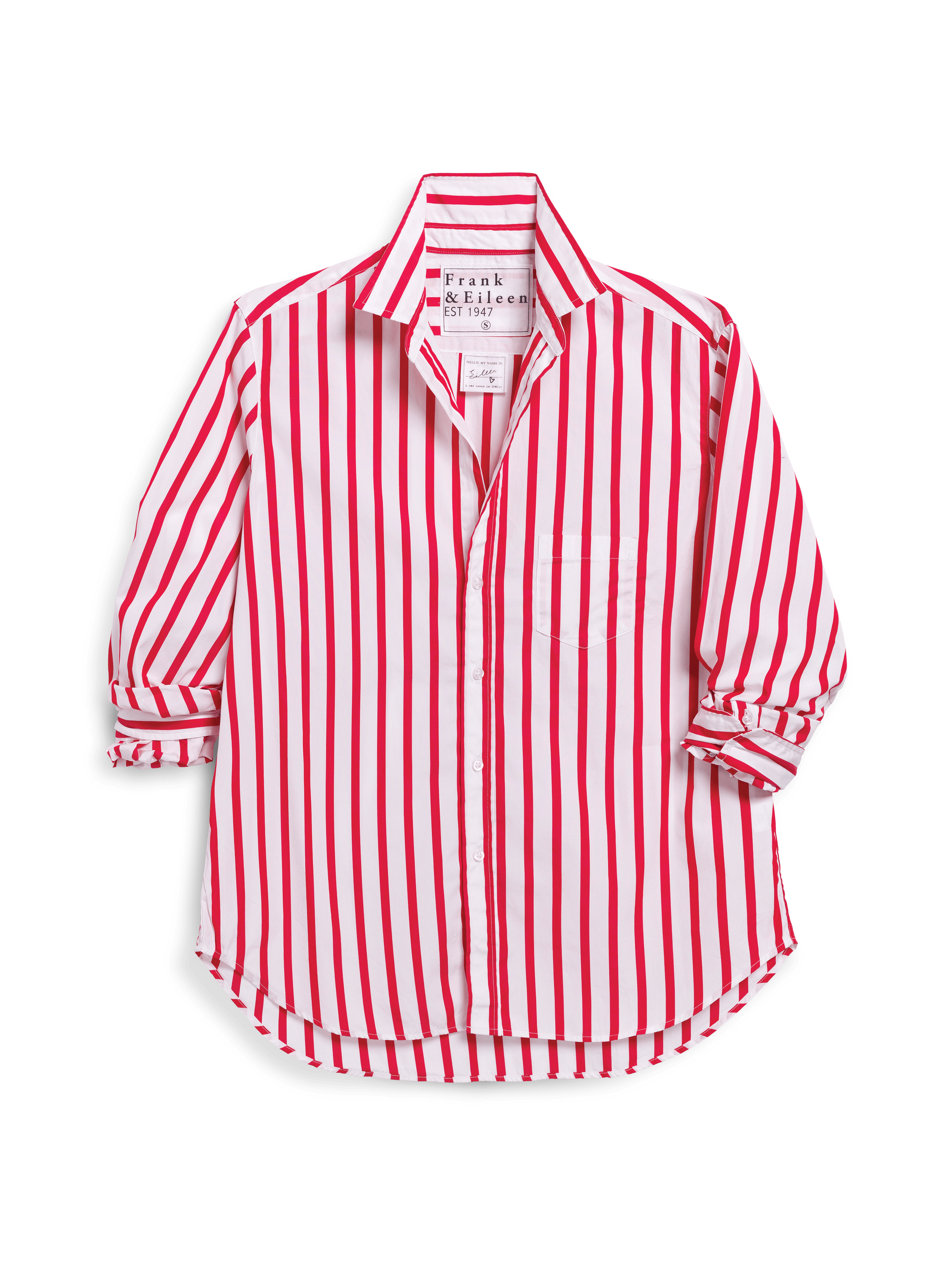 Frank & Eileen Eileen Relaxed Button-Up Shirt White and Red Stripe