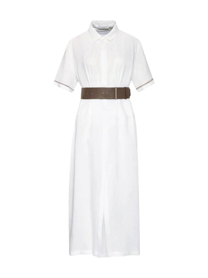 Linen Shirt Dress White
