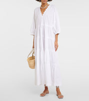 Maxi V-Neck Dress with Ric Rac Embroidery