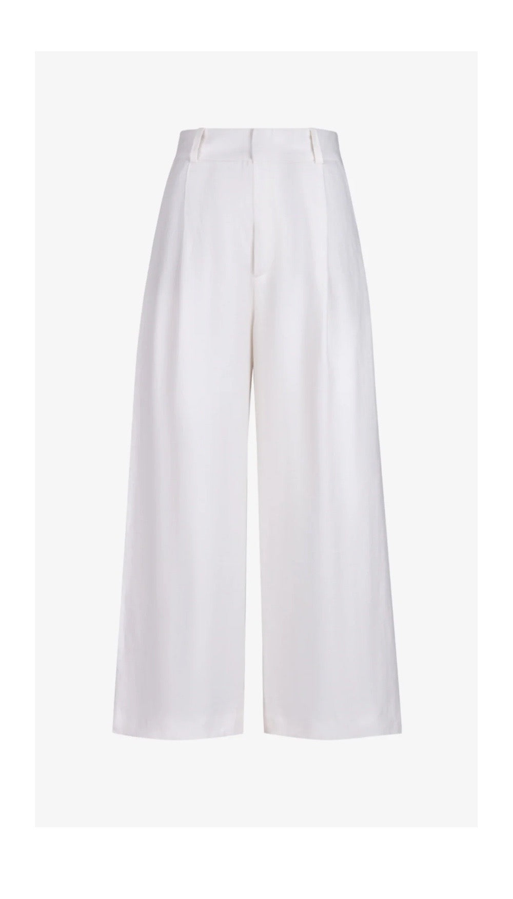 Linen Cropped Pleated Trouser White