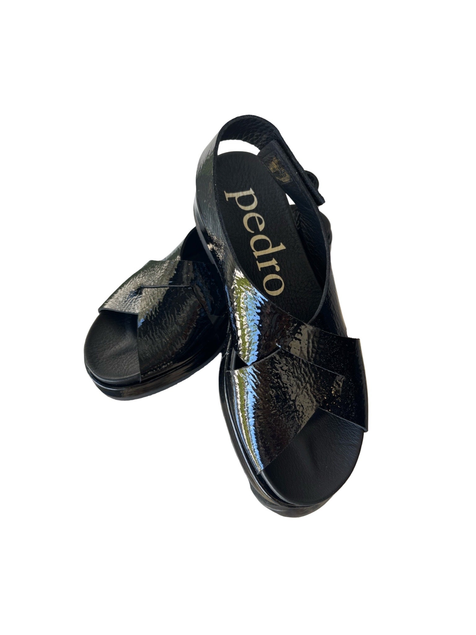 Jaile Black Patent Leather Sandals