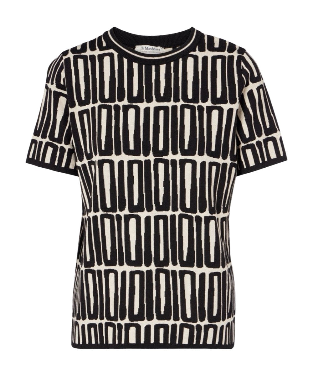 S Max Mara Ramo Top Black & Cream Print